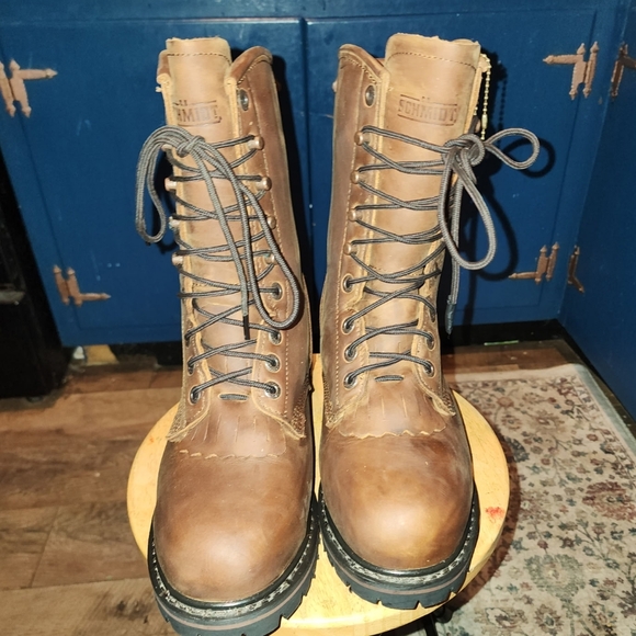Men\'s Brown Lace-Up Leather Work Boots main image 6